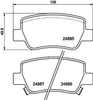 Гальмівні колодки, дискове гальмо (набір) HELLA 8DB355014641
