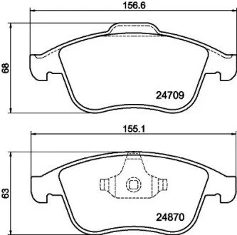 Гальмівні колодки, дискове гальмо (набір) HELLA 8DB355014801