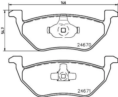 Гальмівні колодки, дискове гальмо (набір) HELLA 8DB355014951