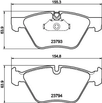 Тормозные колодки перед.BMW 3(E90)/1(E81) 04-13 (ATE) (154,8x63,6x20) PAGID HELLA 8DB355015-031