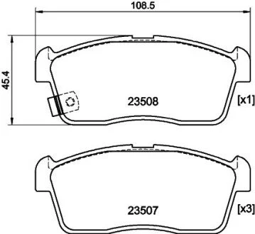 Гальмівні колодки, дискове гальмо (набір) HELLA 8DB355015071