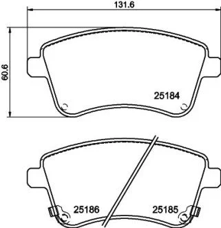 Гальмівні колодки, дискове гальмо (набір) HELLA 8DB355015331