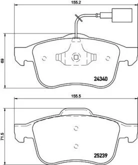 Гальмівні колодки, дискове гальмо (набір) HELLA 8DB355015531