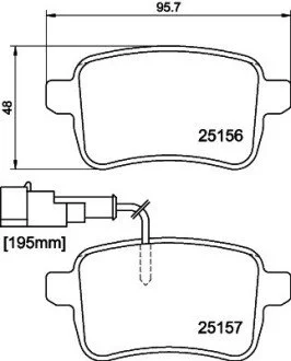 Гальмівні колодки, дискове гальмо (набір) HELLA 8DB355015541