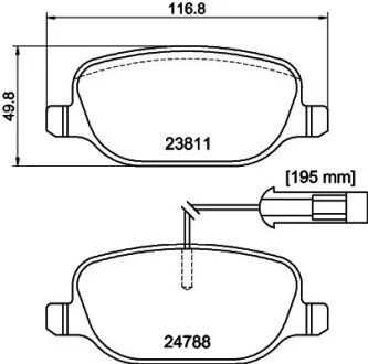 Гальмівні колодки, дискове гальмо (набір) HELLA 8DB355015571