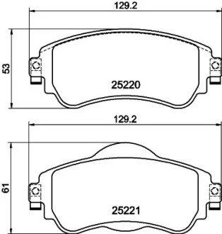 Гальмівні колодки, дискове гальмо (набір) HELLA 8DB355015931