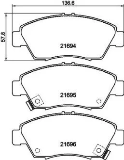 Гальмівні колодки, дискове гальмо (набір) HELLA 8DB355016461