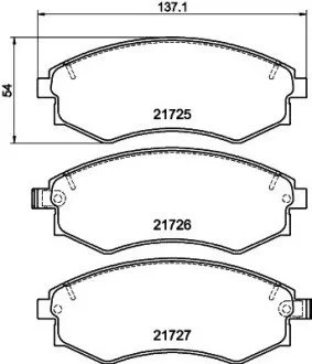 Гальмівні колодки, дискове гальмо (набір) HELLA 8DB355016691