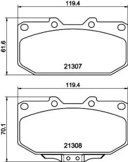 Гальмівні колодки, дискове гальмо (набір) HELLA 8DB355016791