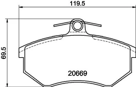 Гальмівні колодки, дискове гальмо (набір) HELLA 8DB355017701