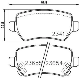 Гальмівнi колодки дисковi зад. Astra G 98- задн., Meriva 03- HELLA 8DB 355 018-781