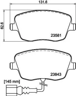 Гальмівні колодки, дискове гальмо (набір) HELLA 8DB355018811