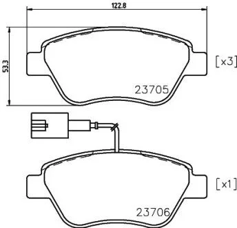 Тормозные колодки дисковые перед. Fiat Stilo 01,04/Grande Punto/Doblo 05/Bravo -07 HELLA 8DB 355 018-821
