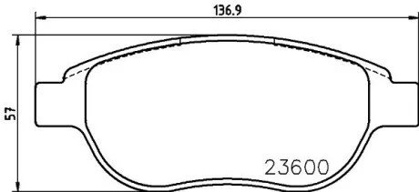 Тормозные колодки перед. Berlingo/Partner 01-/Doblo 03- (137x57.3x19) PAGID HELLA 8DB355018-871
