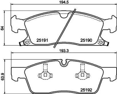 Гальмівні колодки перед. Grand Cherokee 10- 3.0-6.4 PAGID HELLA 8DB355019-551