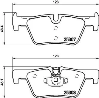 Тормозные колодки дисковые зад. BMW 3 (F30/F31) 12-/1 118 (F20) 10- HELLA 8DB 355 019-971