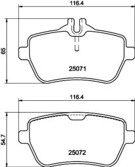Гальмівні колодки зад. MB (C217), S (W222, V222, X222), SL (R231) 2.1DH-4.7 01.12- HELLA 8DB 355 020-471