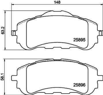Гальмівні колодки дискові перед. Peugeot 308 II 1.2-2.0D 2013- HELLA 8DB 355 021-321