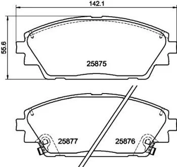 Гальмівнi колодки дисковi перед. Mazda 3 1.5/2.0/2.2D 09.13- HELLA 8DB 355 021-421