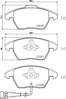 Тормозные колодки зад. Caddy/CC/Golf 04- HELLA 8DB355023-161