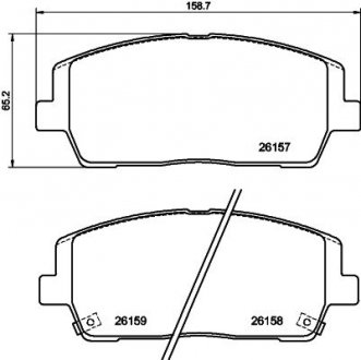 Гальмівні колодки дискові перед. Hyundai Santa Fe Kia Sorento 2.0D/2.2D/2.4 01.15- HELLA 8DB 355 040-011 (фото 1)