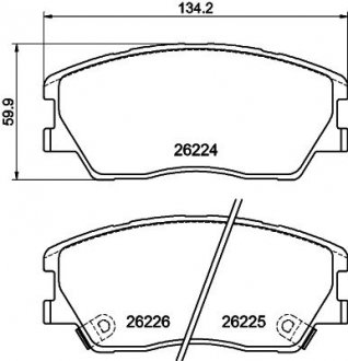 Колодки гальмівні (передні) Kia Soul 1.6/2.0 19- (+датчик) HELLA 8DB355040591