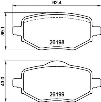 Колодки гальмівні (задні) Citroen C4 20-/Peugeot 2008/208/Opel Corsa F 19-/Mokka 20- HELLA 8DB355040971 (фото 1)