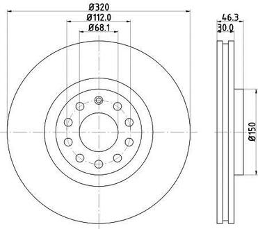 Тормозной диск перед. A4/A6 97-09 (PRO) PAGID HELLA 8DD355107-631 (фото 1)