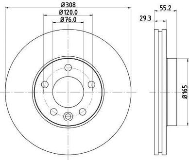 Тормозной диск перед. T5 03- (R16) (308x30) (вент.) PAGID HELLA 8DD355109-661 (фото 1)