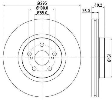 Тормозной диск перед. Avensis T25 04- PAGID HELLA 8DD355111-651 (фото 1)