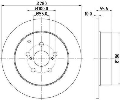Тормозной диск зад. AVENSIS 03-08 (PRO) PAGID HELLA 8DD355111-671 (фото 1)