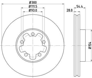 Диск гальмівний перед. Ford Transit 330/350 (300X28) 06- HELLA 8DD 355 113-281