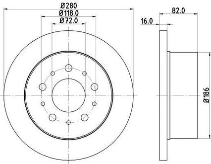 Тормозной диск зад. Ducato/Boxer 06- 1.2/1.6t (диск R15) PAGID HELLA 8DD355113-711 (фото 1)