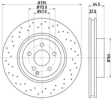 Гальмівний диск передній Mercedes S (W221) 2.2D-5.5 10.05-12.13 HELLA 8DD355115-011 (фото 1)