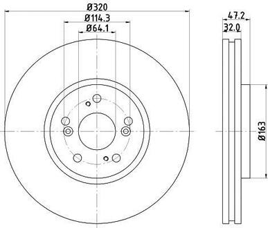 Гальмівний диск передній Honda Accord IX, Accord VIII 2.0-3.5 06.08- HELLA 8DD355116-091