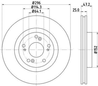 Тормозной диск перед. Accord VIII 08- 2.0-2.4 296mm PAGID HELLA 8DD355116-101 (фото 1)