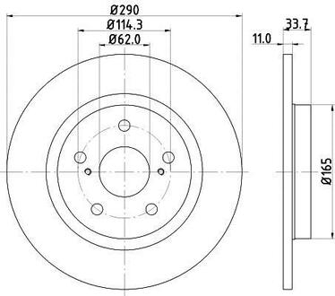 Тормозной диск зад. Avensis 08- 1.6-2.2 PAGID HELLA 8DD355116-121 (фото 1)