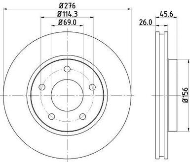 Тормозной диск перед. Lancer/Ciliber 06- 1.5-2.4 (PRO) PAGID HELLA 8DD355116-241 (фото 1)