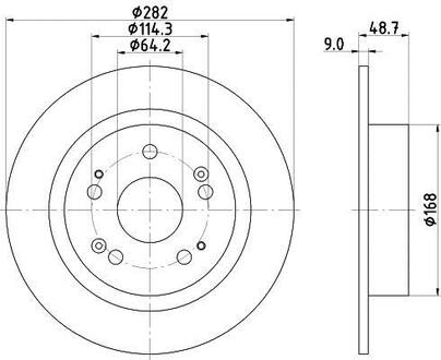 Тормозной диск зад. Accord VIII 08- 2.0-2.4 282mm PAGID HELLA 8DD355116-521 (фото 1)