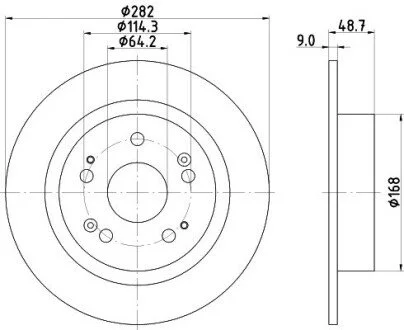 Диск гальмівний зад.Honda Accord IX, Accord VIII, Hr-V 1.8-3.5 06.08- HELLA 8DD355116-521