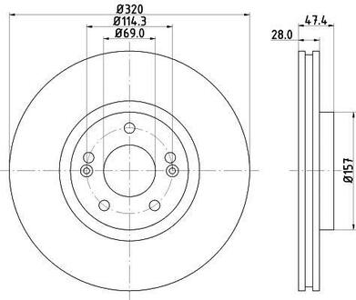 Гальмівний диск перед. i40/ix35/Optima 10-1.6-2.4 (PRO) PAGID HELLA 8DD355117-971 (фото 1)
