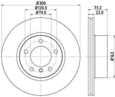 Тормозной диск передний BMW 1/2/3/4 1,8-2,0 10- (300x22) HELLA 8DD 355 118-041