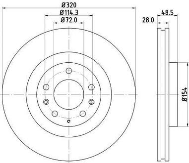 Диск тормозной передн не вент Mazda CX-7 07-/CX-9 07- HELLA 8DD 355 118-201