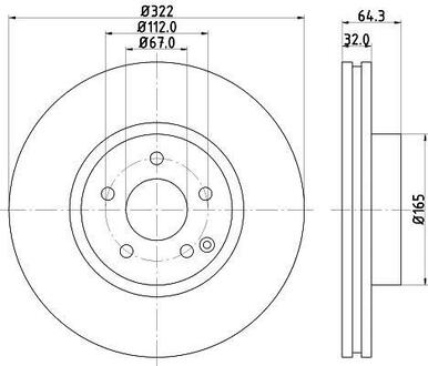 Тормозной диск перед. DB C (W204, C204), E (W212, C207, A207), SLK (R172) 1.8-3.5 07- HELLA 8DD 355 118-931