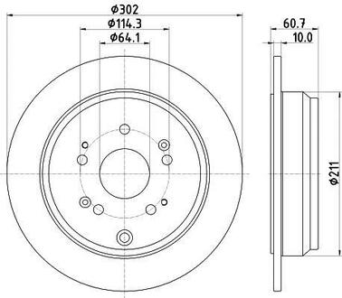 Тормозной диск зад. CR-V 07- 1.6-2.4 (PRO) PAGID HELLA 8DD355119-221 (фото 1)