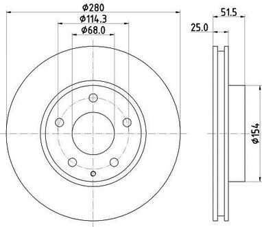 Диск тормозной передн не вент Mazda 3 (BM) 13- HELLA 8DD 355 120-441 (фото 1)