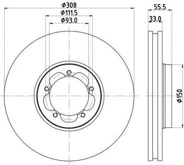 Диск тормозной передн не вент Ford Transit 2.0, 2.2 TDCi 13- HELLA 8DD 355 123-131