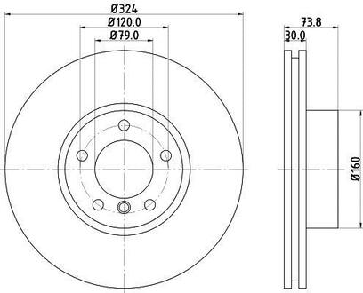 Диск тормозной перед. Bmw 5(E39) 3.0-4.0 + Diesel 98-04 HELLA 8DD 355 127-621