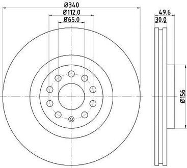 Диск тормозной передн не вент Skoda Octavia 2.0TDI 13- HELLA 8DD 355 129-241 (фото 1)