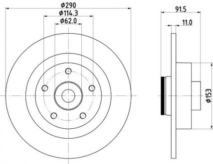 Диск гальмівний (задній) Renault Espace 1.6dCi 15- (290x11) PRO HELLA 8DD355133651 (фото 1)